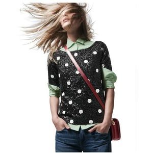 J.crew full sequin polka dot tee size medium